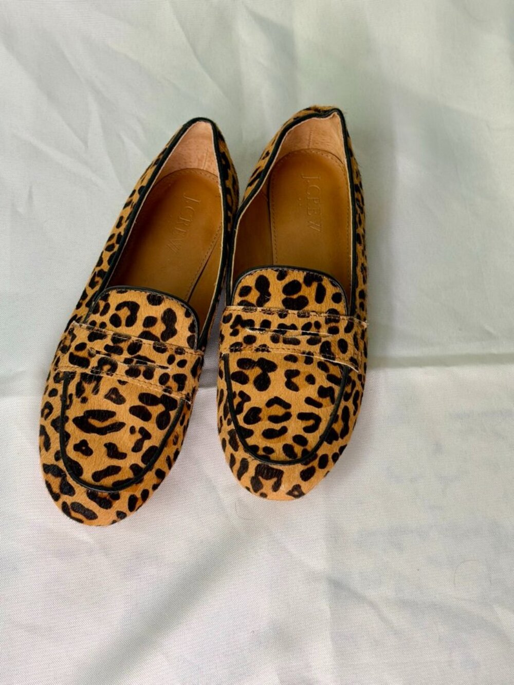 J.Crew Leopard Print Leather Penny Loafers